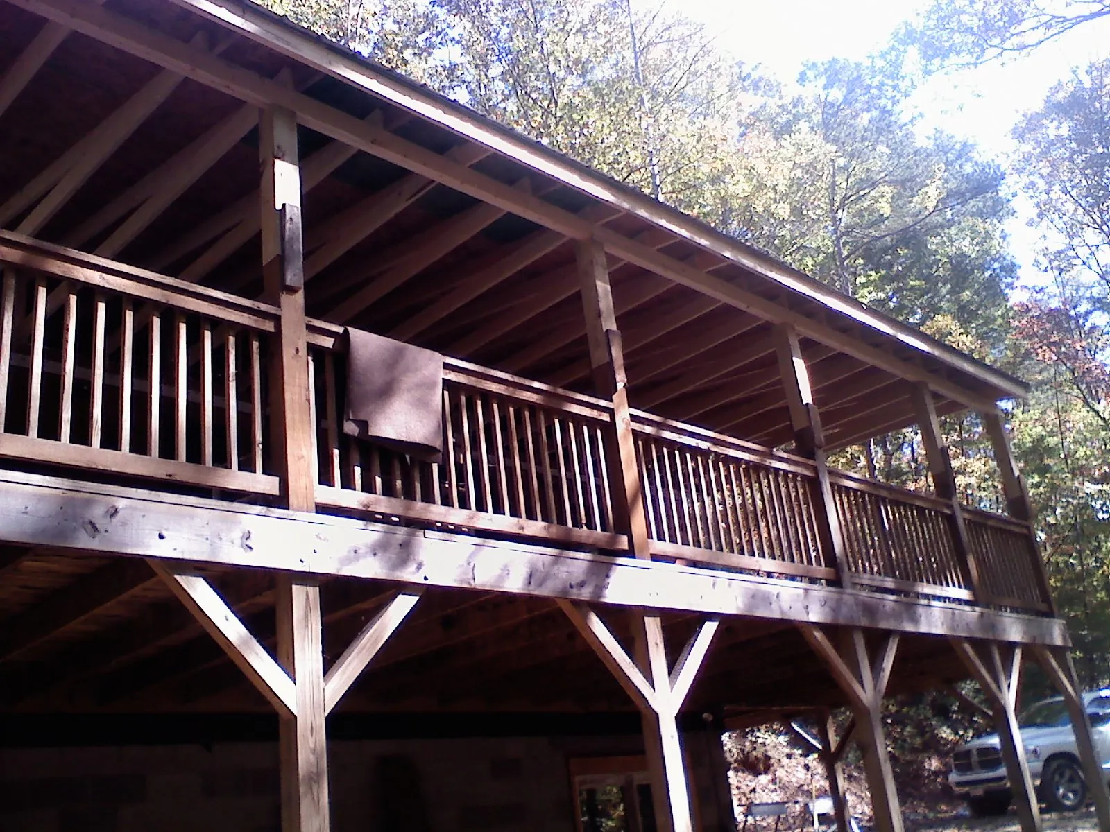 Timber framing under a new elevated porch and deck — Roof Leak Repair in Beaver Springs by Roofing Brothers